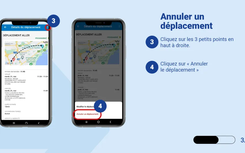 Cliquez sur les 3 petits points en haut à droite et ensuite cliquez sur Annuler le déplacement 