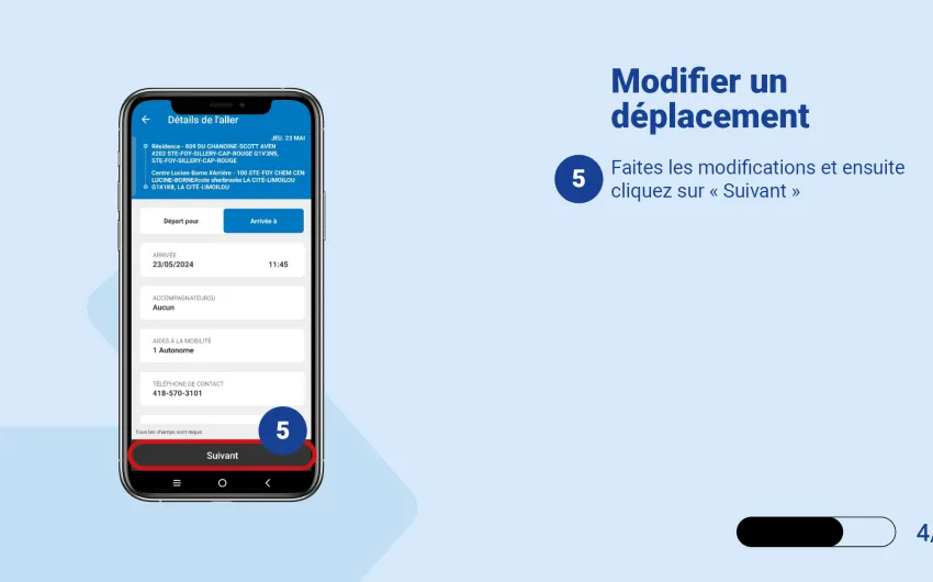 Faites les modifications et ensuite cliquez sur Suivant 