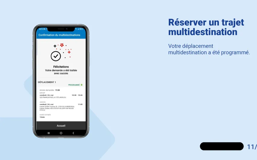 Votre déplacement multidestination a été programmé. 