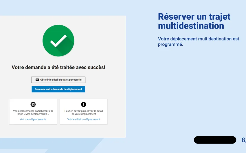 Votre déplacement multidestination est programmé. 