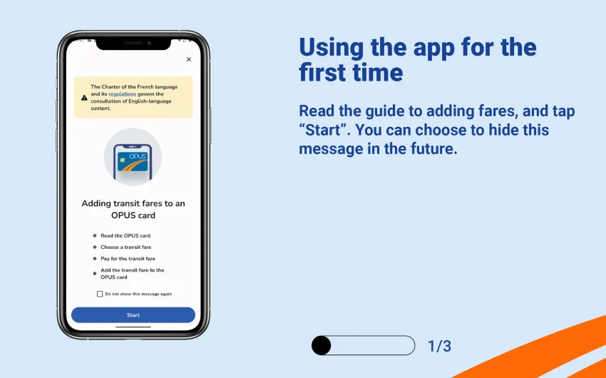 Read the guide to adding fares, and tap "Start". You can choose to hide this message in the future.