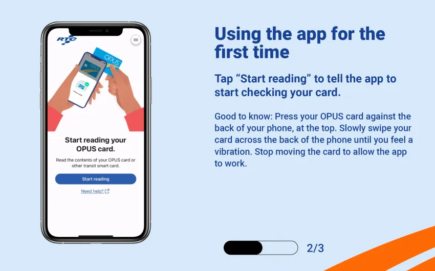 Tap "Start reading" to tell the app to start checking your card.