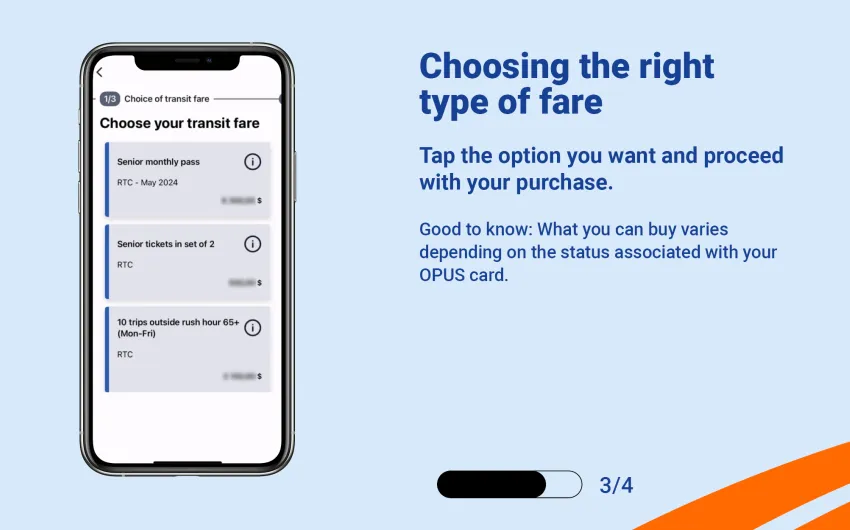 Tap the option you want and proceed with your purchase